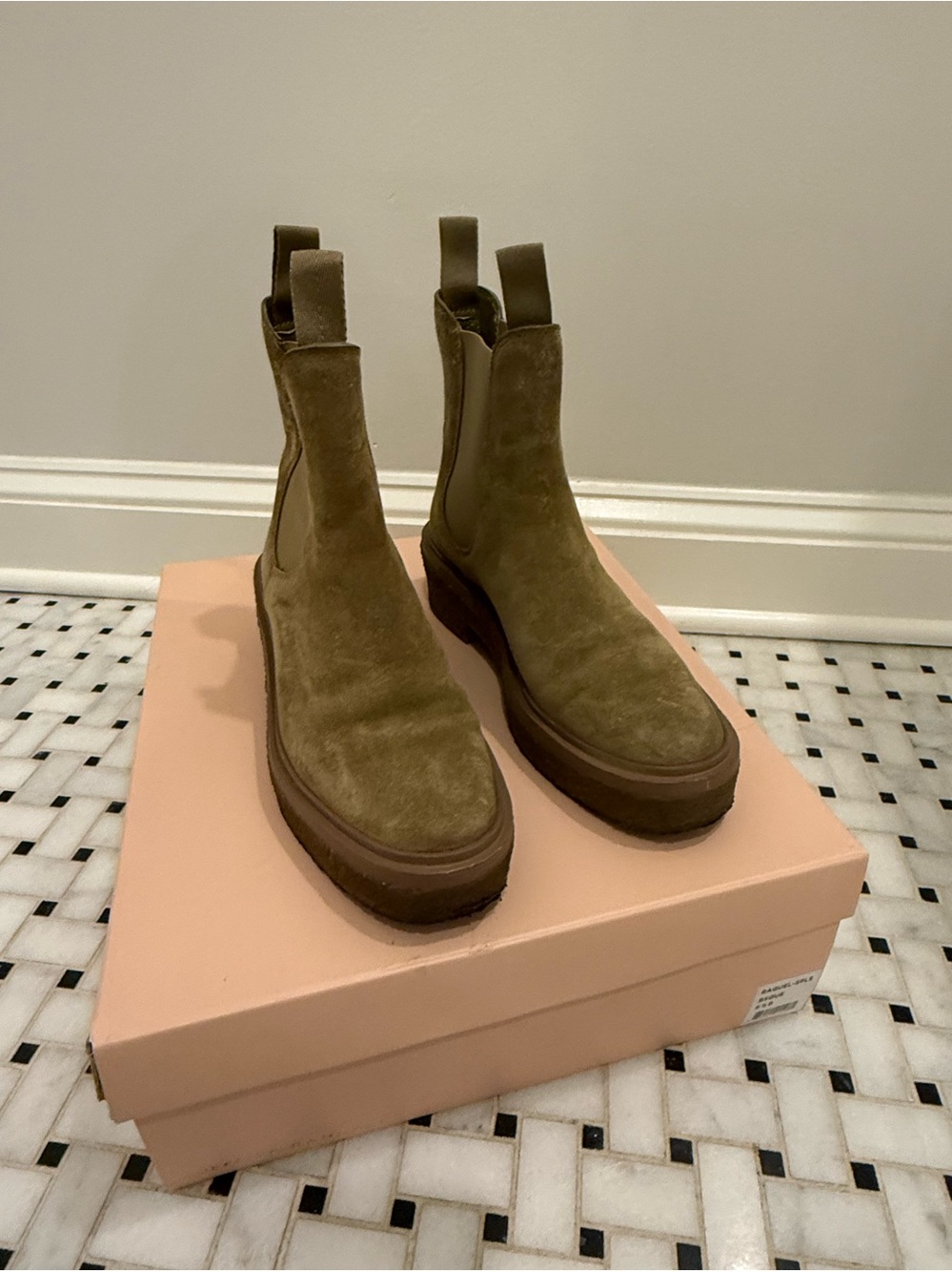 Loeffler Randall Raquel suede boots in bisque